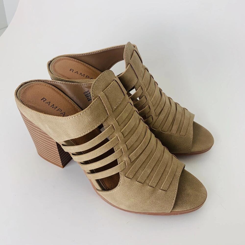 Rampage Vivienne Women's Shoes Open Toe Sandals Vegan Block Heel Sand Brown Sz 9